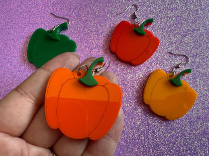 Bell Pepper Earrings: Laser Cut Acrylic Peppers, Vegetables, Veggies, Vegan, Foodie, Cook, Chef, Food Earrings, Gifts for Her/Him/Them