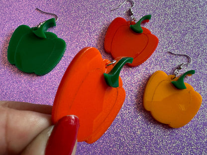 Bell Pepper Earrings: Laser Cut Acrylic Peppers, Vegetables, Veggies, Vegan, Foodie, Cook, Chef, Food Earrings, Gifts for Her/Him/Them
