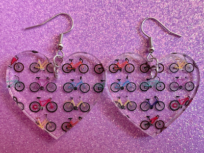 Bicycle Earrings: Laser Cut Acrylic Bicycles, Cycling, Bike Ride, Travel, Biking, Eco Friendly, Sports, Hobby, Best Gifts for Her/Him/Them