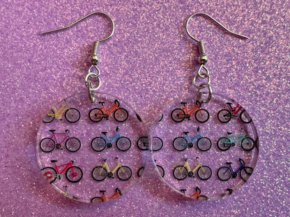 Bicycle Earrings: Laser Cut Acrylic Bicycles, Cycling, Bike Ride, Travel, Biking, Eco Friendly, Sports, Hobby, Best Gifts for Her/Him/Them