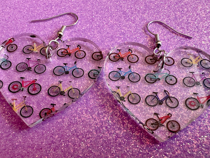 Bicycle Earrings: Laser Cut Acrylic Bicycles, Cycling, Bike Ride, Travel, Biking, Eco Friendly, Sports, Hobby, Best Gifts for Her/Him/Them
