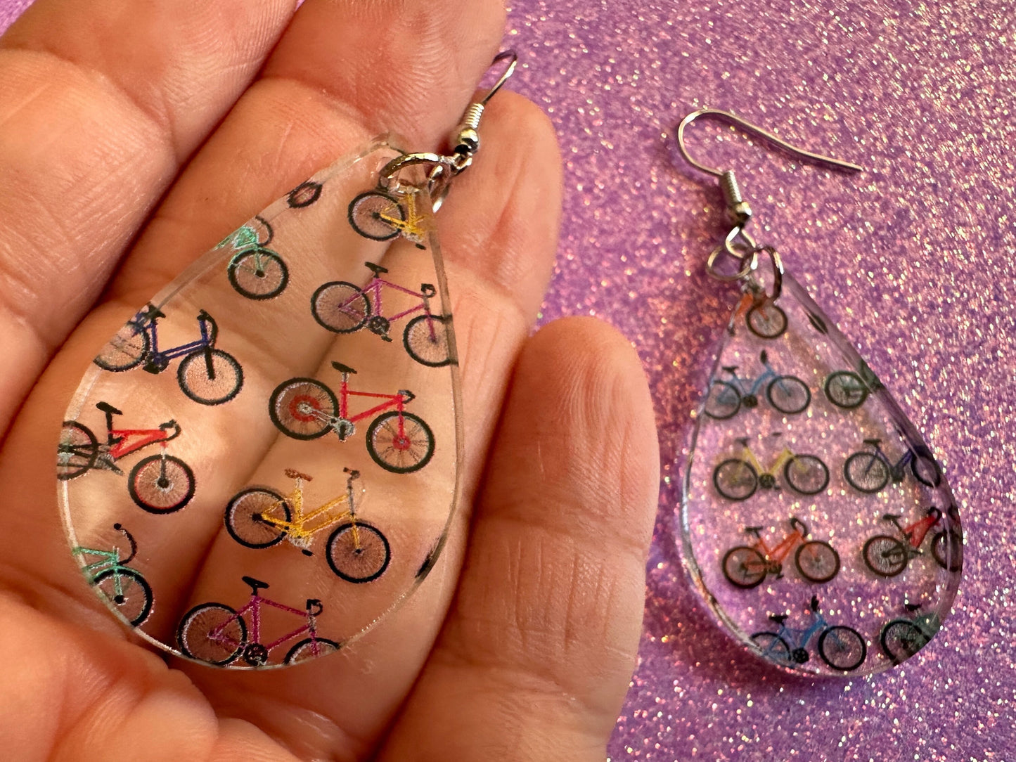 Bicycle Earrings: Laser Cut Acrylic Bicycles, Cycling, Bike Ride, Travel, Biking, Eco Friendly, Sports, Hobby, Best Gifts for Her/Him/Them