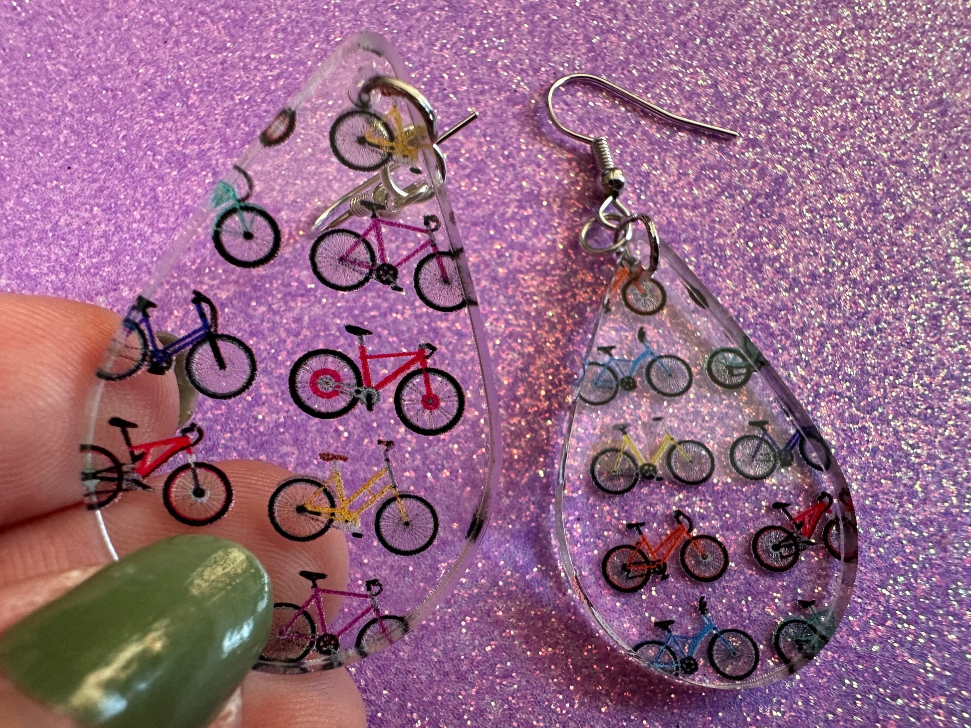 Bicycle Earrings: Laser Cut Acrylic Bicycles, Cycling, Bike Ride, Travel, Biking, Eco Friendly, Sports, Hobby, Best Gifts for Her/Him/Them