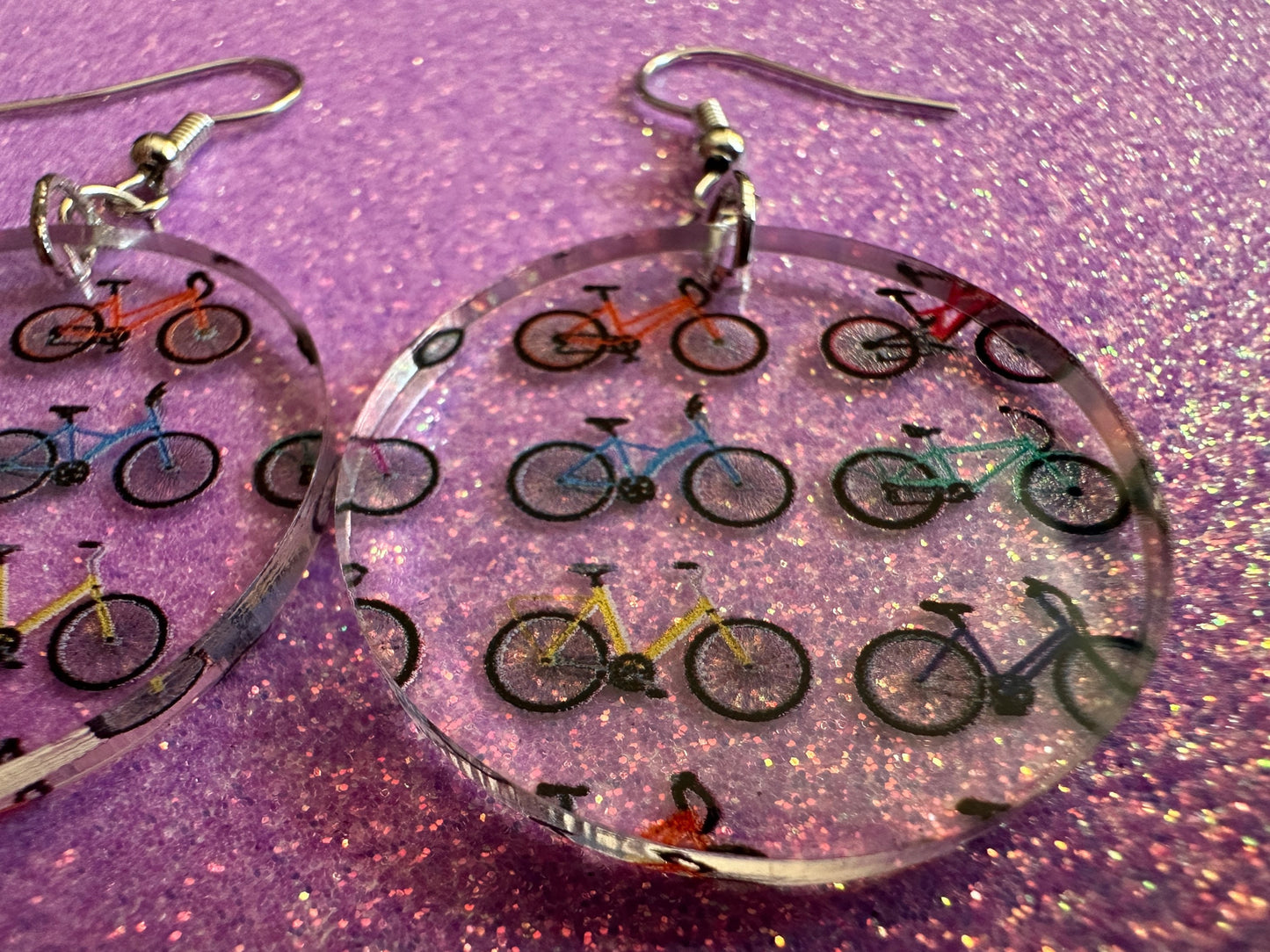 Bicycle Earrings: Laser Cut Acrylic Bicycles, Cycling, Bike Ride, Travel, Biking, Eco Friendly, Sports, Hobby, Best Gifts for Her/Him/Them