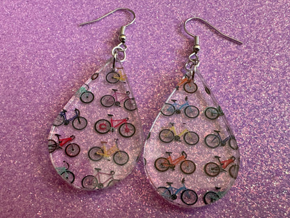 Bicycle Earrings: Laser Cut Acrylic Bicycles, Cycling, Bike Ride, Travel, Biking, Eco Friendly, Sports, Hobby, Best Gifts for Her/Him/Them