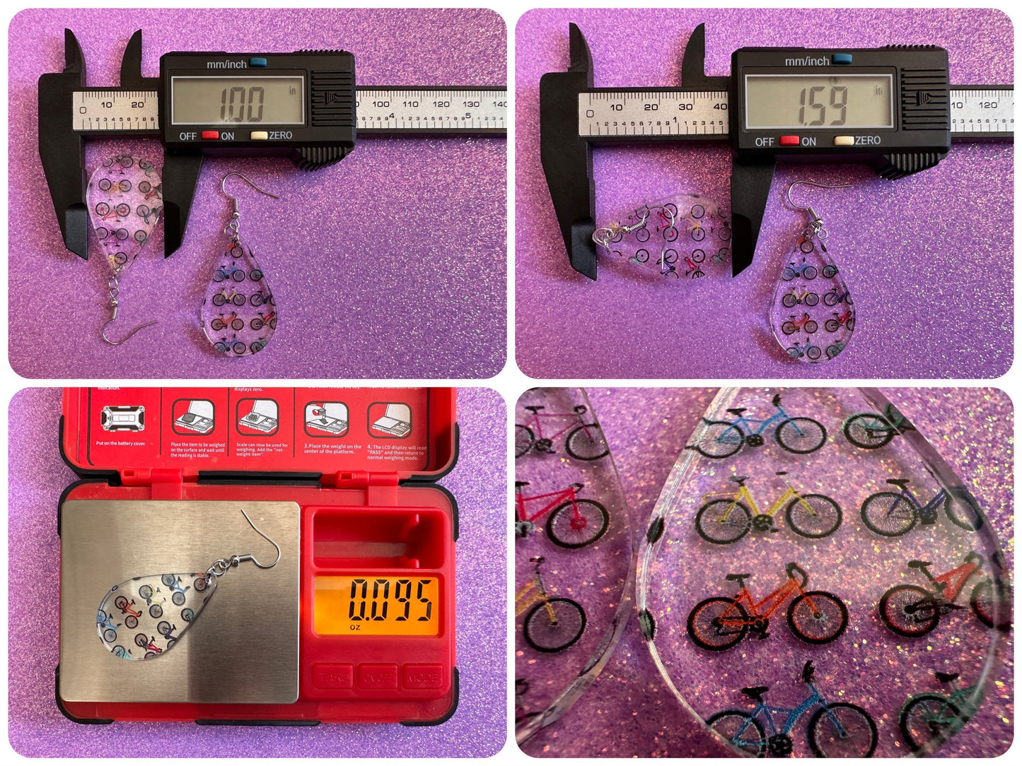 Bicycle Earrings: Laser Cut Acrylic Bicycles, Cycling, Bike Ride, Travel, Biking, Eco Friendly, Sports, Hobby, Best Gifts for Her/Him/Them
