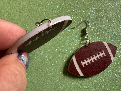 Big Football Earrings: Laser Cut Acrylic Football Balls, American Football, Sports, NFL, Tailgate, Team, Sport, Best Gifts for Her/Him/Them