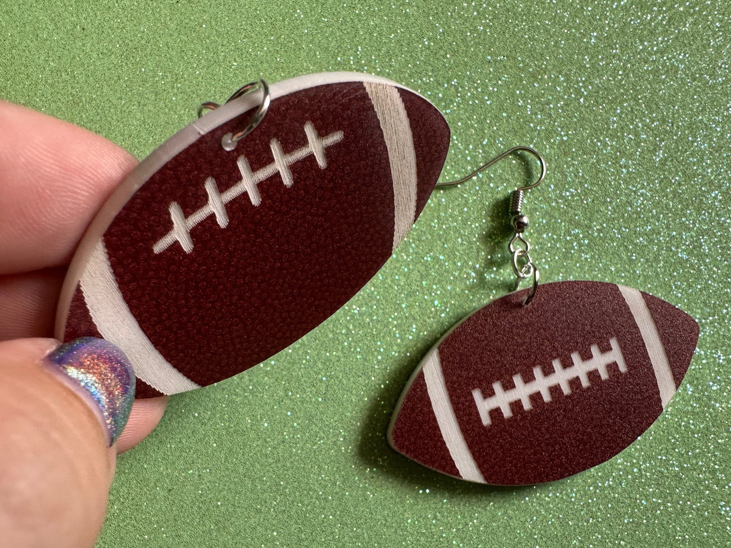Big Football Earrings: Laser Cut Acrylic Football Balls, American Football, Sports, NFL, Tailgate, Team, Sport, Best Gifts for Her/Him/Them