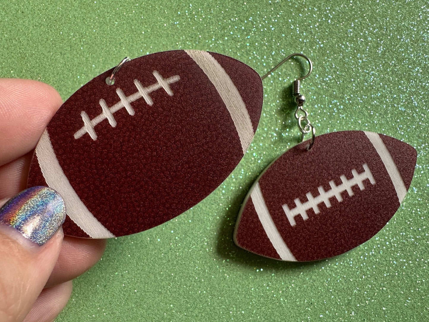 Big Football Earrings: Laser Cut Acrylic Football Balls, American Football, Sports, NFL, Tailgate, Team, Sport, Best Gifts for Her/Him/Them