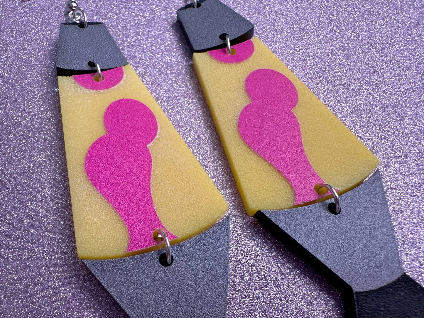 Big Lava Lamp Earrings: Laser Cut Acrylic Lava Lamps 60s, 70s, Pop Culture, Colorful Retro Vibe, Glitter, Hippie, Best Gift for Her/Him/Them