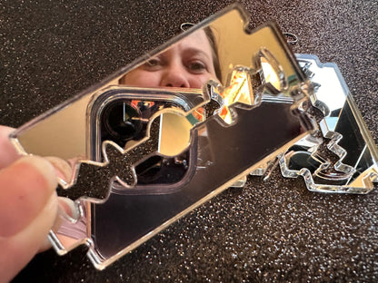 Big Mirrored Razor Blade Earrings: Laser Cut Acrylic Halloween Accessories, Scary, Horror, Murder, Shaving, Knife, Gifts for Her/Him/Them