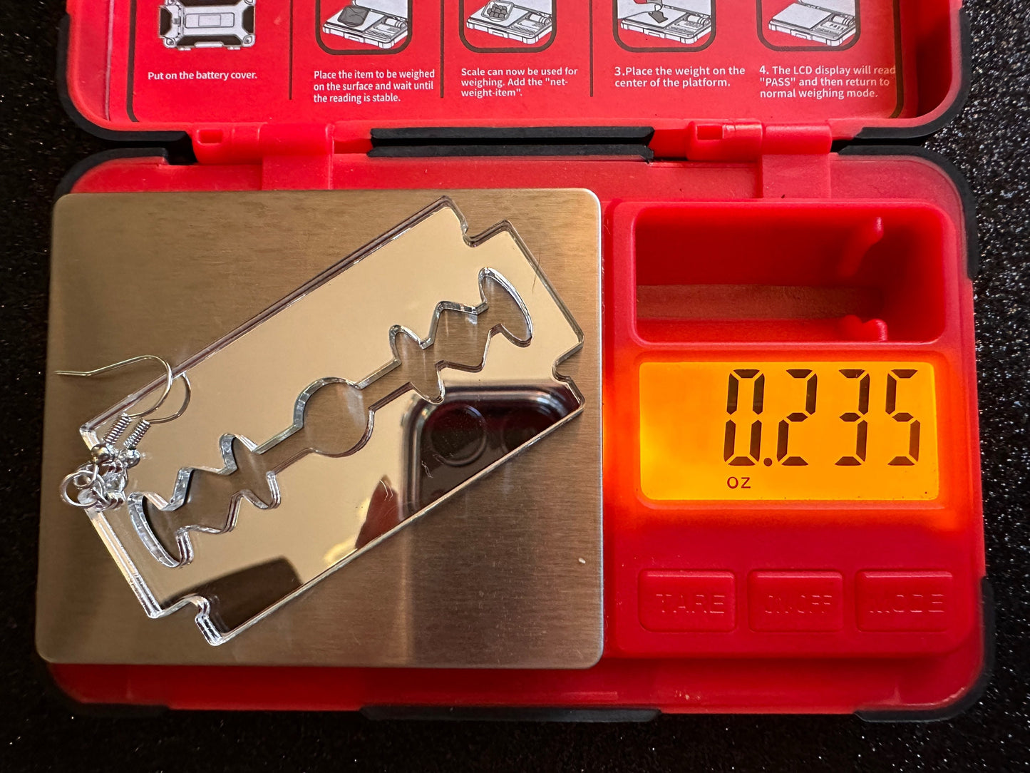 Big Mirrored Razor Blade Earrings: Laser Cut Acrylic Halloween Accessories, Scary, Horror, Murder, Shaving, Knife, Gifts for Her/Him/Them