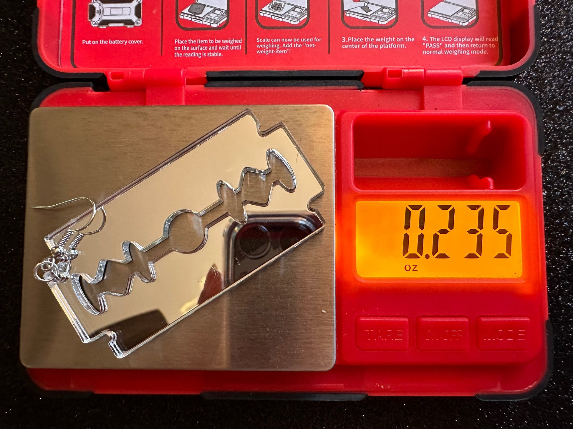 Big Mirrored Razor Blade Earrings: Laser Cut Acrylic Halloween Accessories, Scary, Horror, Murder, Shaving, Knife, Gifts for Her/Him/Them