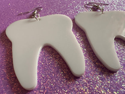 Big Tooth Earrings: Laser Cut Acrylic Teeth, Dentist, Dental Health, Teeth, Molar, Anatomy, Halloween, Gag Gift, Best Gifts for Her/Him/Them
