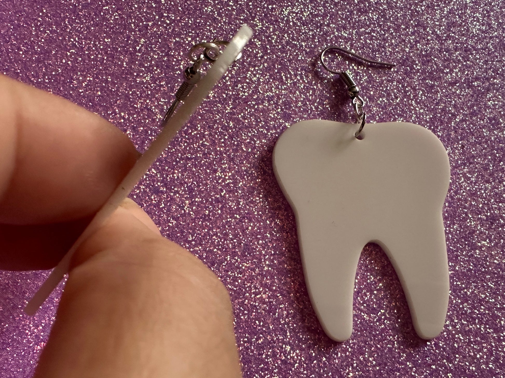 Big Tooth Earrings: Laser Cut Acrylic Teeth, Dentist, Dental Health, Teeth, Molar, Anatomy, Halloween, Gag Gift, Best Gifts for Her/Him/Them