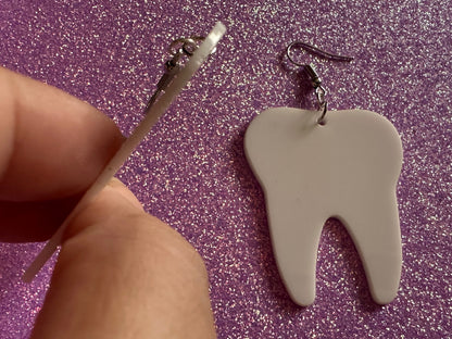 Big Tooth Earrings: Laser Cut Acrylic Teeth, Dentist, Dental Health, Teeth, Molar, Anatomy, Halloween, Gag Gift, Best Gifts for Her/Him/Them
