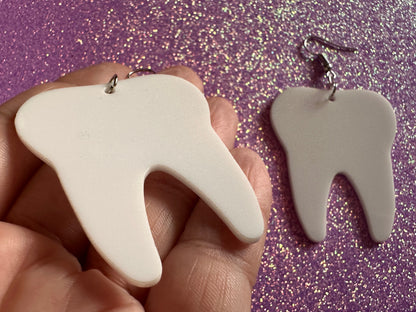 Big Tooth Earrings: Laser Cut Acrylic Teeth, Dentist, Dental Health, Teeth, Molar, Anatomy, Halloween, Gag Gift, Best Gifts for Her/Him/Them