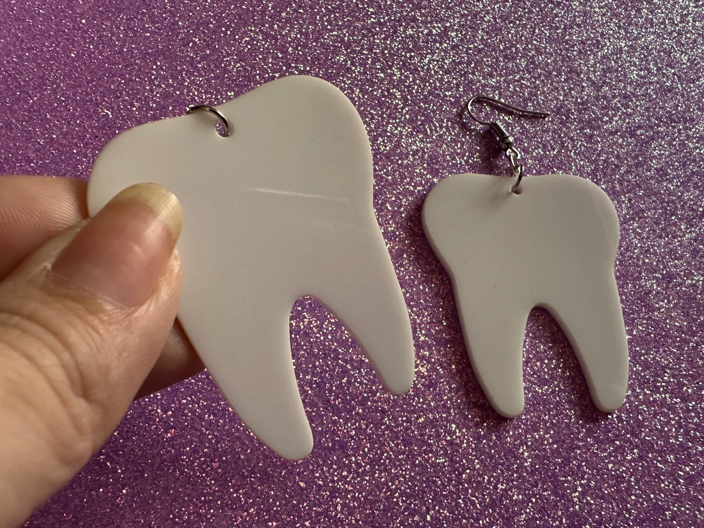 Big Tooth Earrings: Laser Cut Acrylic Teeth, Dentist, Dental Health, Teeth, Molar, Anatomy, Halloween, Gag Gift, Best Gifts for Her/Him/Them
