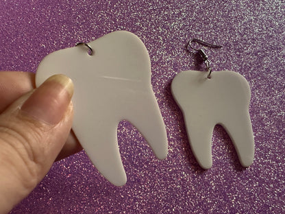 Big Tooth Earrings: Laser Cut Acrylic Teeth, Dentist, Dental Health, Teeth, Molar, Anatomy, Halloween, Gag Gift, Best Gifts for Her/Him/Them