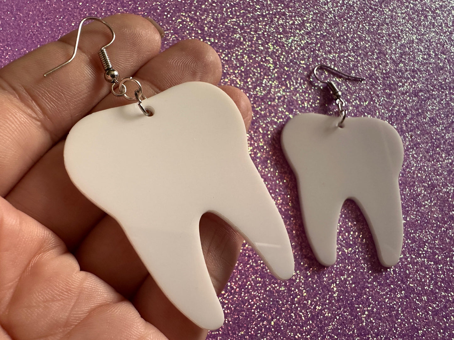 Big Tooth Earrings: Laser Cut Acrylic Teeth, Dentist, Dental Health, Teeth, Molar, Anatomy, Halloween, Gag Gift, Best Gifts for Her/Him/Them