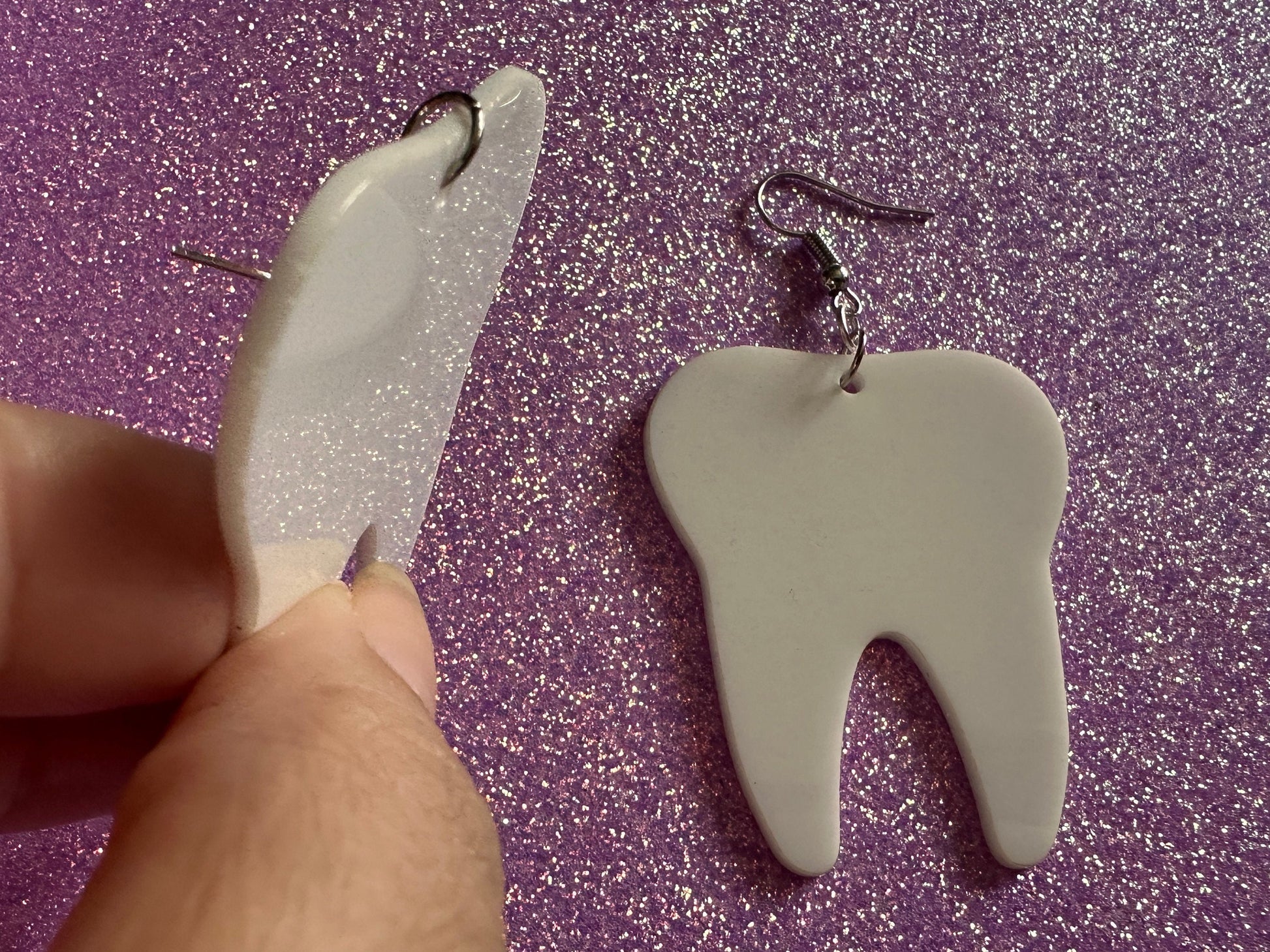Big Tooth Earrings: Laser Cut Acrylic Teeth, Dentist, Dental Health, Teeth, Molar, Anatomy, Halloween, Gag Gift, Best Gifts for Her/Him/Them