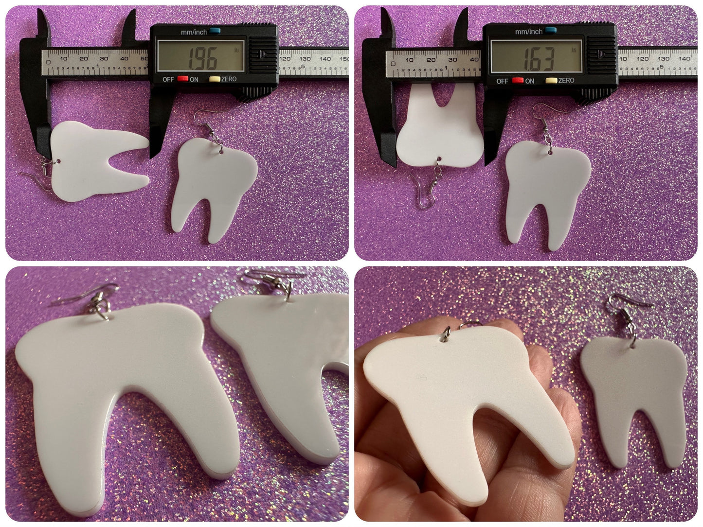 Big Tooth Earrings: Laser Cut Acrylic Teeth, Dentist, Dental Health, Teeth, Molar, Anatomy, Halloween, Gag Gift, Best Gifts for Her/Him/Them