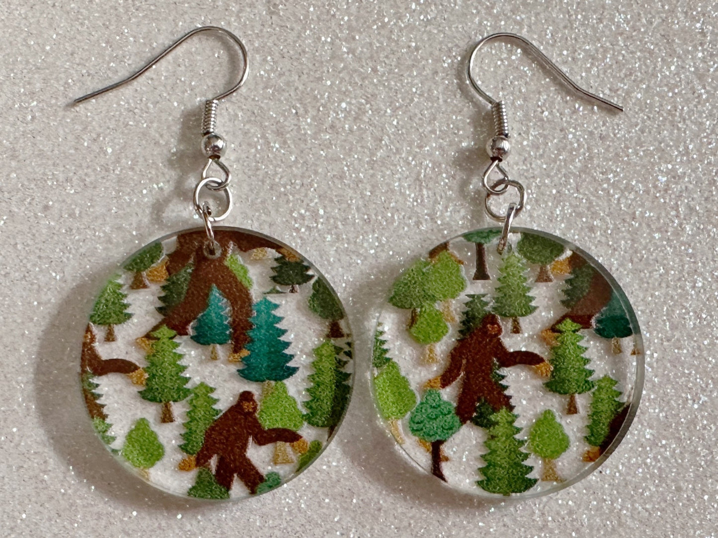 Bigfoot Earrings: Laser Cut Acrylic Bigfoots, Forest, Trees, Camping, Magical Creature, Gag Gift, Mountain, Best Gifts for Her/Him/Them