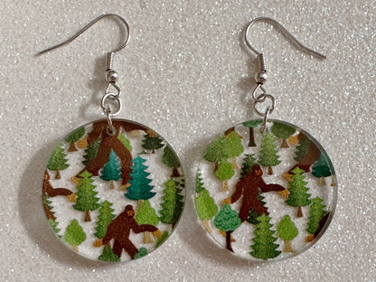 Bigfoot Earrings: Laser Cut Acrylic Bigfoots, Forest, Trees, Camping, Magical Creature, Gag Gift, Mountain, Best Gifts for Her/Him/Them