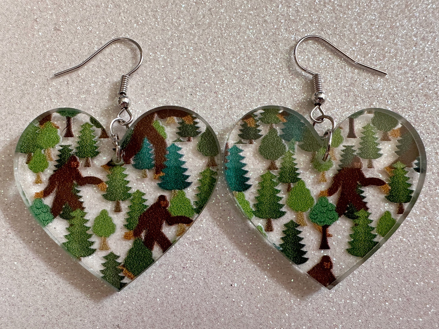 Bigfoot Earrings: Laser Cut Acrylic Bigfoots, Forest, Trees, Camping, Magical Creature, Gag Gift, Mountain, Best Gifts for Her/Him/Them