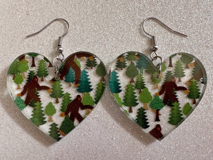 Bigfoot Earrings: Laser Cut Acrylic Bigfoots, Forest, Trees, Camping, Magical Creature, Gag Gift, Mountain, Best Gifts for Her/Him/Them
