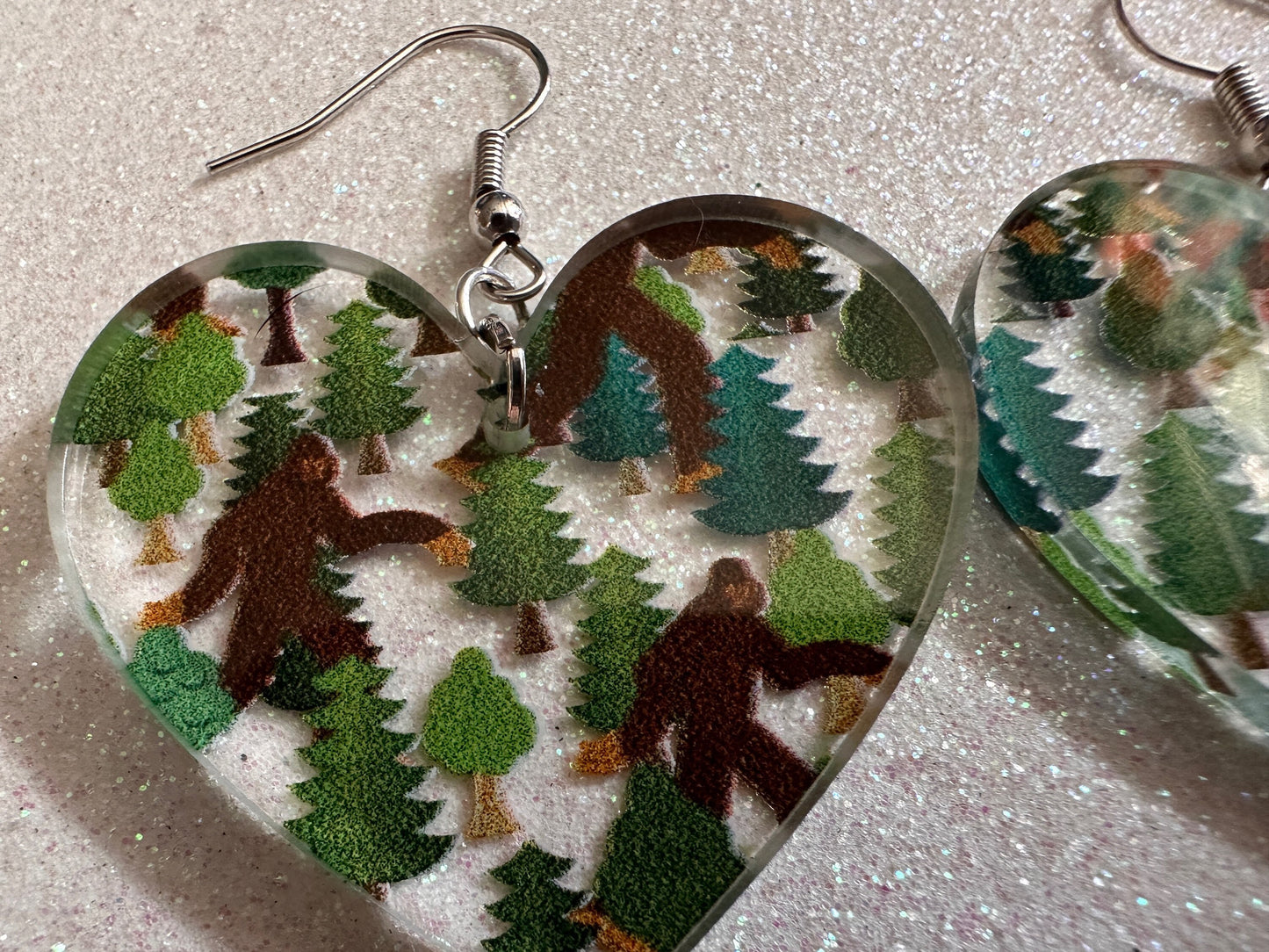 Bigfoot Earrings: Laser Cut Acrylic Bigfoots, Forest, Trees, Camping, Magical Creature, Gag Gift, Mountain, Best Gifts for Her/Him/Them