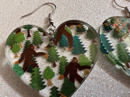 Bigfoot Earrings: Laser Cut Acrylic Bigfoots, Forest, Trees, Camping, Magical Creature, Gag Gift, Mountain, Best Gifts for Her/Him/Them