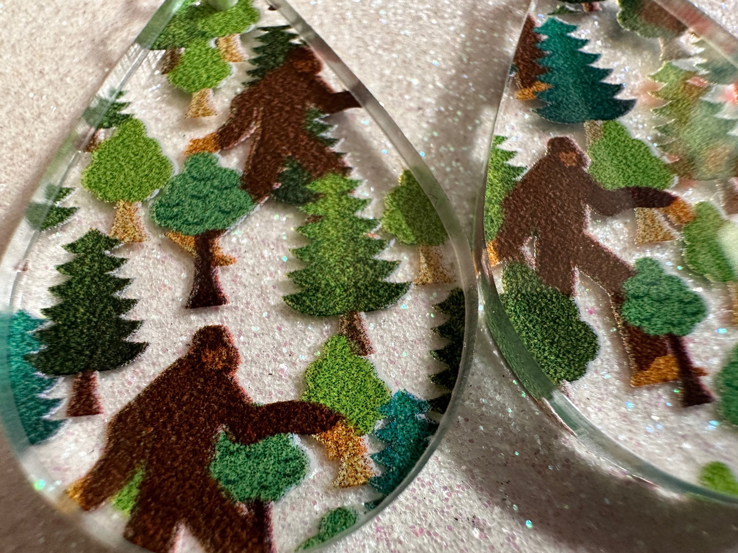 Bigfoot Earrings: Laser Cut Acrylic Bigfoots, Forest, Trees, Camping, Magical Creature, Gag Gift, Mountain, Best Gifts for Her/Him/Them