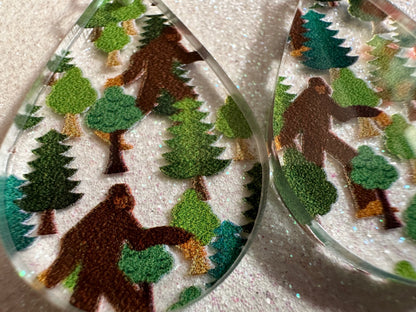 Bigfoot Earrings: Laser Cut Acrylic Bigfoots, Forest, Trees, Camping, Magical Creature, Gag Gift, Mountain, Best Gifts for Her/Him/Them
