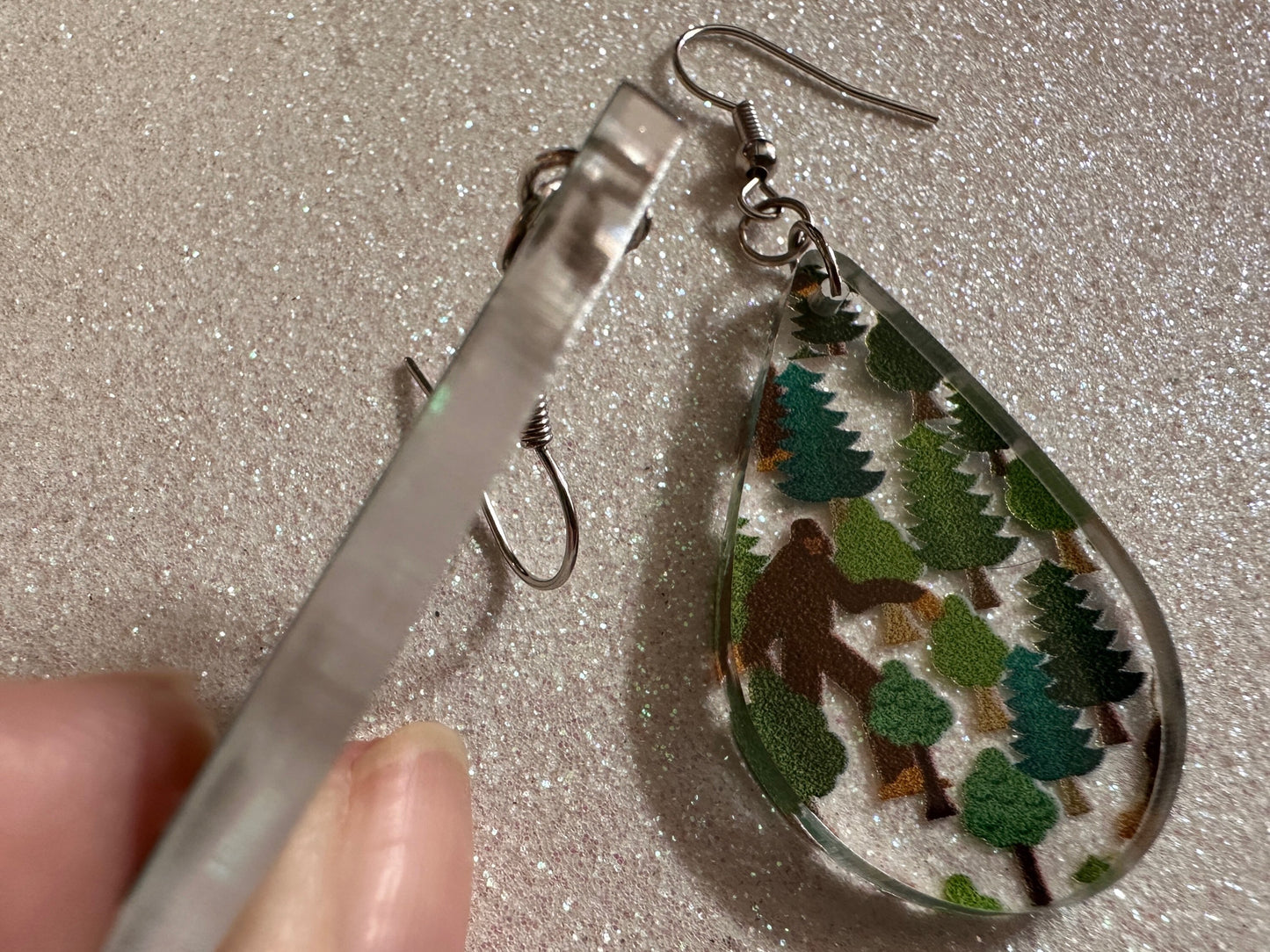 Bigfoot Earrings: Laser Cut Acrylic Bigfoots, Forest, Trees, Camping, Magical Creature, Gag Gift, Mountain, Best Gifts for Her/Him/Them