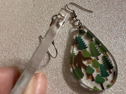 Bigfoot Earrings: Laser Cut Acrylic Bigfoots, Forest, Trees, Camping, Magical Creature, Gag Gift, Mountain, Best Gifts for Her/Him/Them