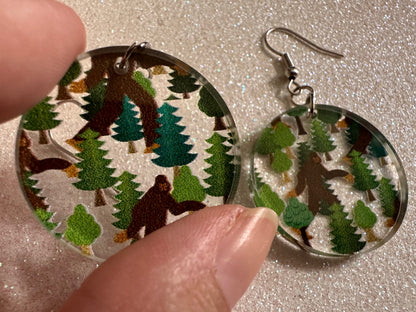 Bigfoot Earrings: Laser Cut Acrylic Bigfoots, Forest, Trees, Camping, Magical Creature, Gag Gift, Mountain, Best Gifts for Her/Him/Them