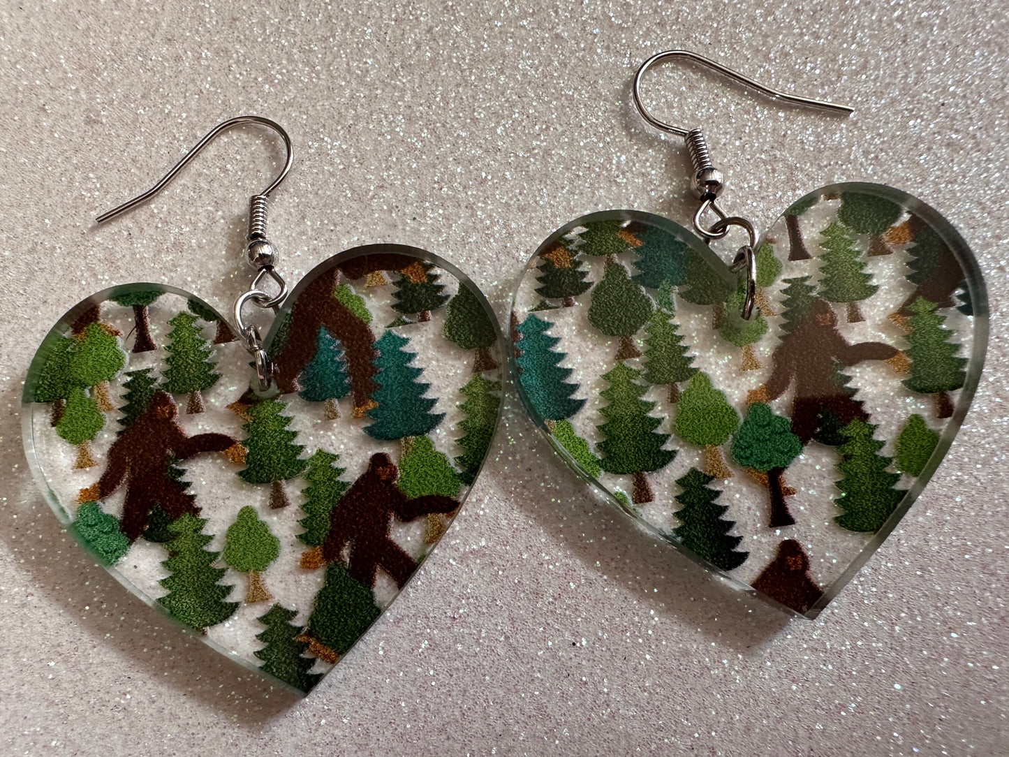 Bigfoot Earrings: Laser Cut Acrylic Bigfoots, Forest, Trees, Camping, Magical Creature, Gag Gift, Mountain, Best Gifts for Her/Him/Them