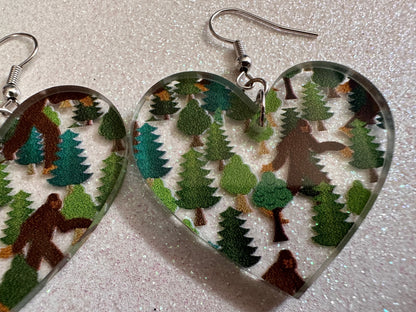 Bigfoot Earrings: Laser Cut Acrylic Bigfoots, Forest, Trees, Camping, Magical Creature, Gag Gift, Mountain, Best Gifts for Her/Him/Them