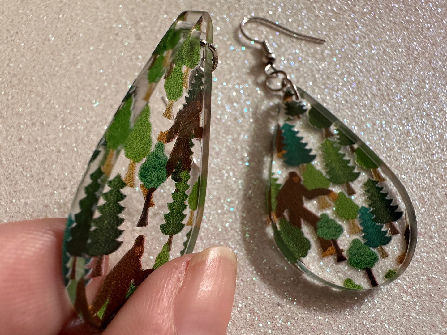 Bigfoot Earrings: Laser Cut Acrylic Bigfoots, Forest, Trees, Camping, Magical Creature, Gag Gift, Mountain, Best Gifts for Her/Him/Them