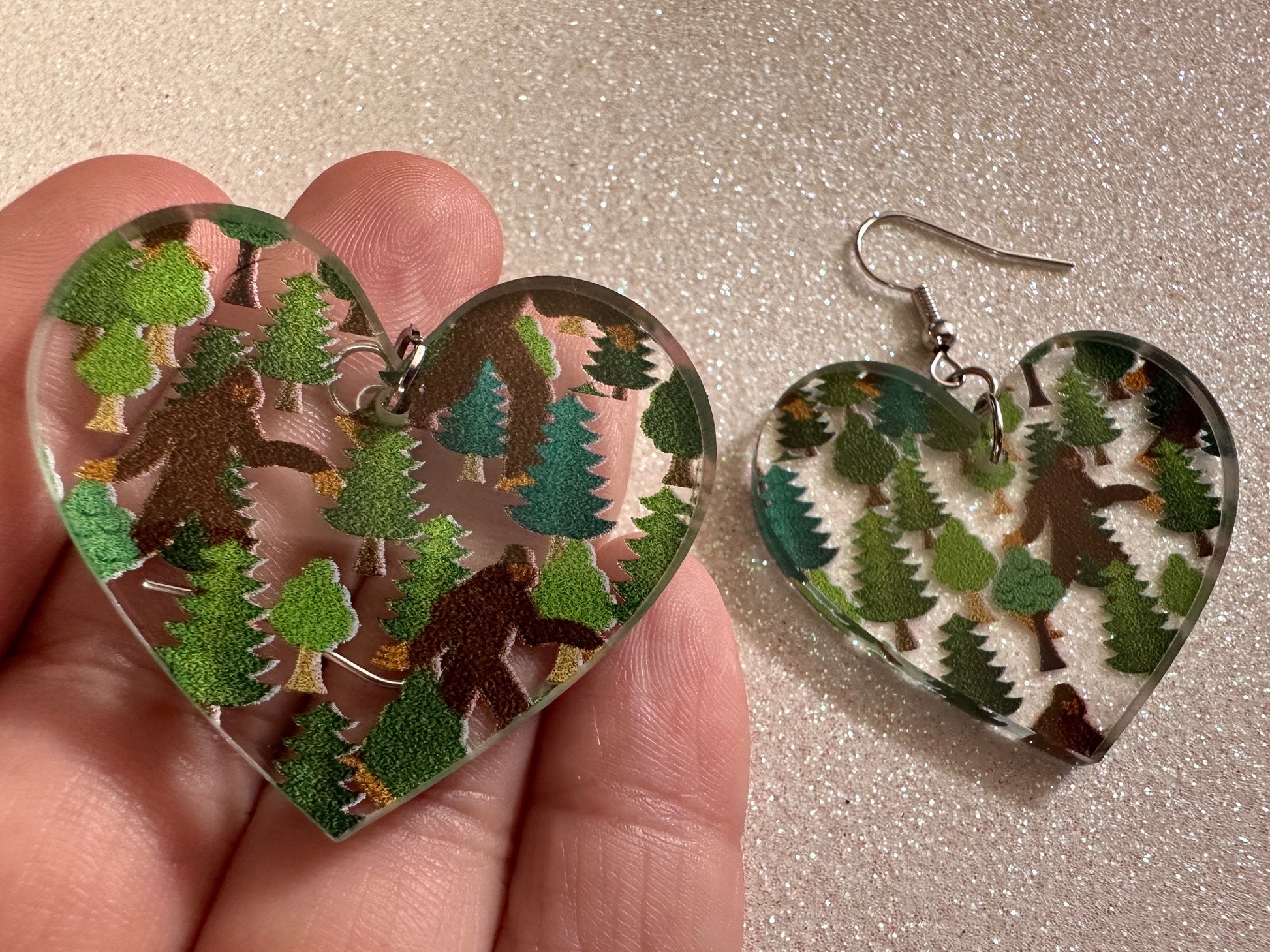 Bigfoot Earrings: Laser Cut Acrylic Bigfoots, Forest, Trees, Camping, Magical Creature, Gag Gift, Mountain, Best Gifts for Her/Him/Them
