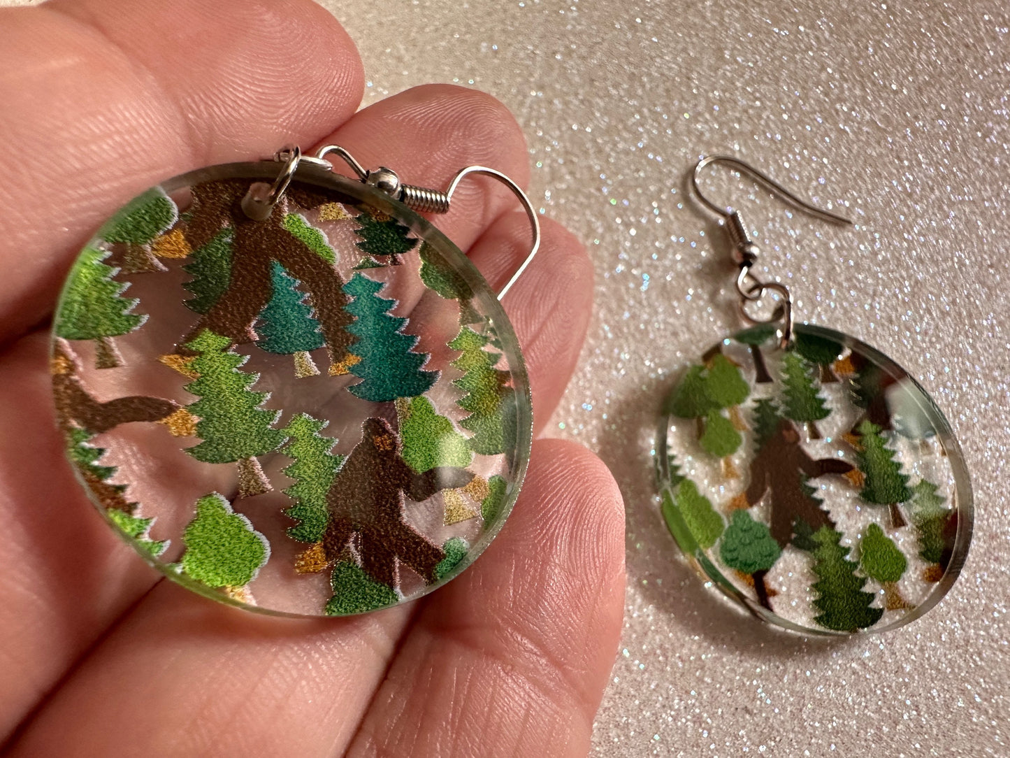 Bigfoot Earrings: Laser Cut Acrylic Bigfoots, Forest, Trees, Camping, Magical Creature, Gag Gift, Mountain, Best Gifts for Her/Him/Them