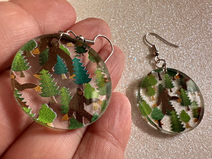 Bigfoot Earrings: Laser Cut Acrylic Bigfoots, Forest, Trees, Camping, Magical Creature, Gag Gift, Mountain, Best Gifts for Her/Him/Them