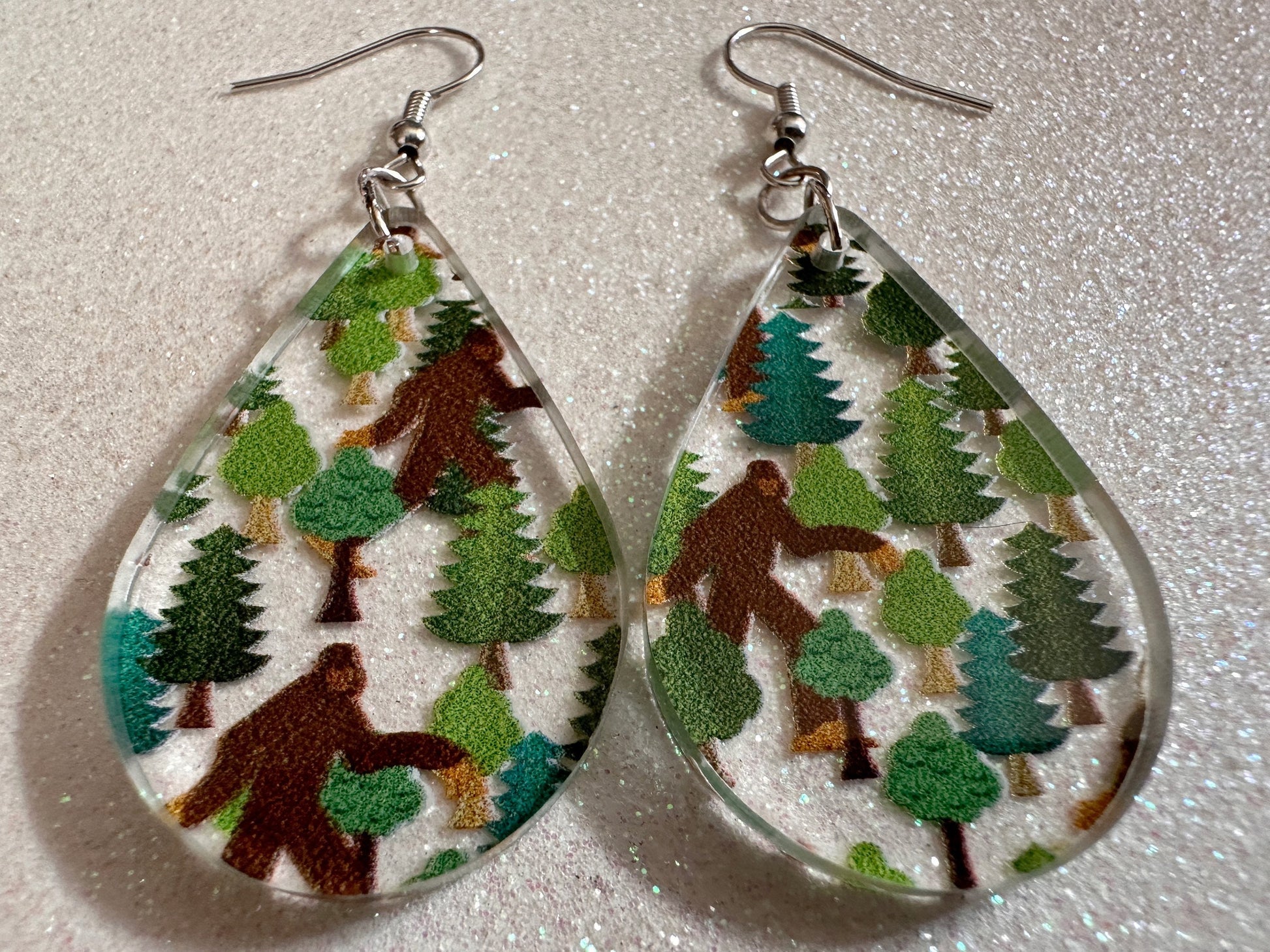 Bigfoot Earrings: Laser Cut Acrylic Bigfoots, Forest, Trees, Camping, Magical Creature, Gag Gift, Mountain, Best Gifts for Her/Him/Them