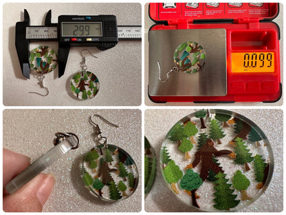 Bigfoot Earrings: Laser Cut Acrylic Bigfoots, Forest, Trees, Camping, Magical Creature, Gag Gift, Mountain, Best Gifts for Her/Him/Them