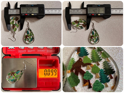 Bigfoot Earrings: Laser Cut Acrylic Bigfoots, Forest, Trees, Camping, Magical Creature, Gag Gift, Mountain, Best Gifts for Her/Him/Them