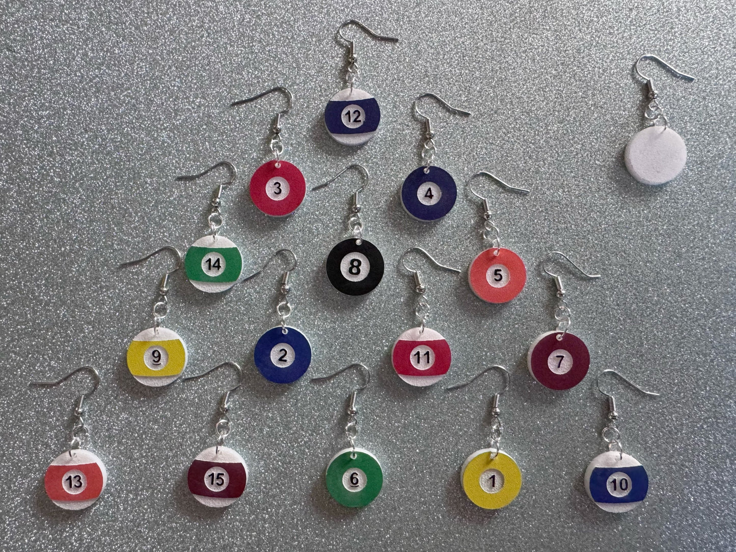 Billiard Ball Earrings: Laser Cut Acrylic Pool Balls, Pool Rack, Sports, Game Night, Eight Ball, Best Gifts for Her/Him/Them