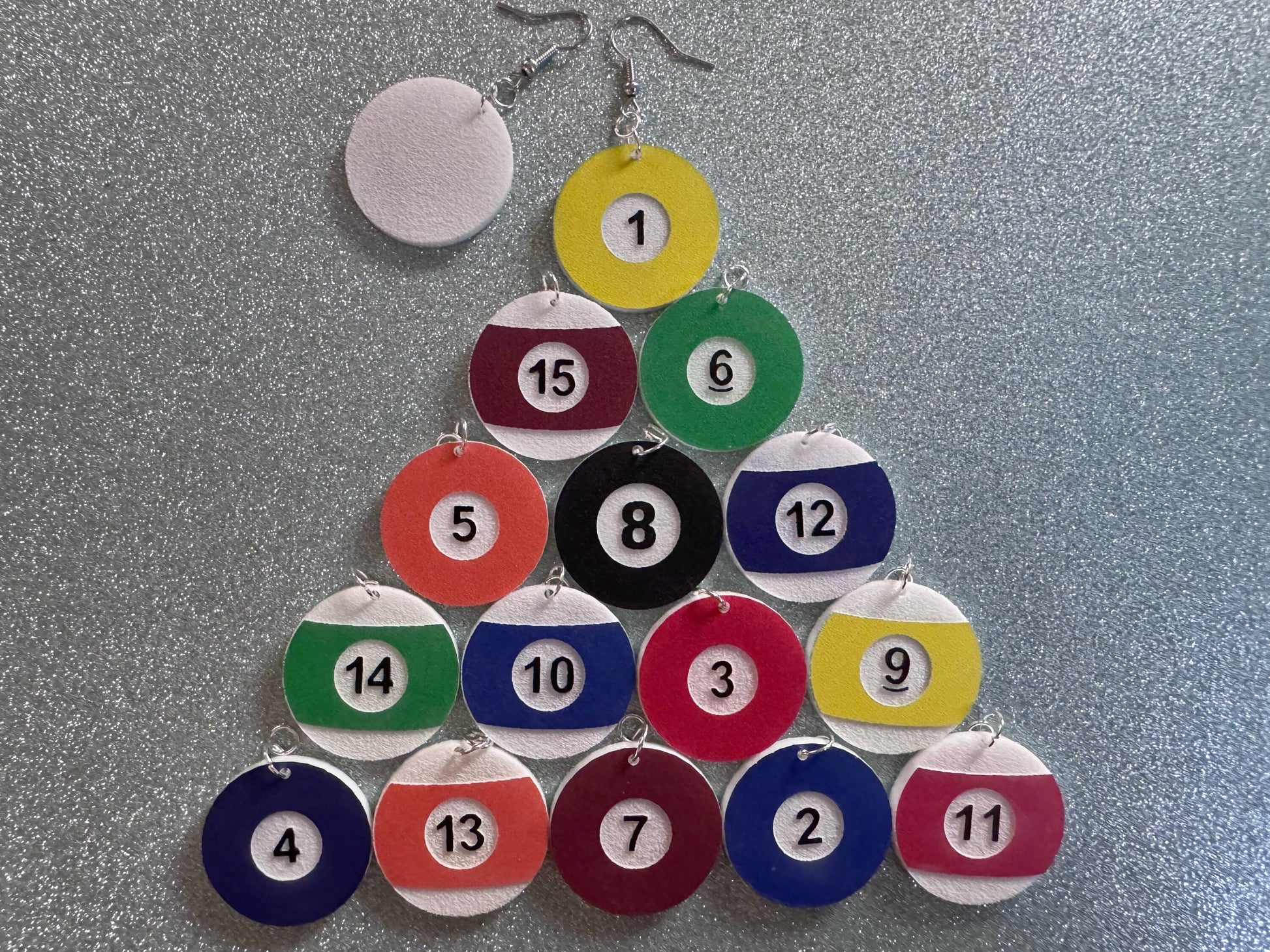 Billiard Ball Earrings: Laser Cut Acrylic Pool Balls, Pool Rack, Sports, Game Night, Eight Ball, Best Gifts for Her/Him/Them