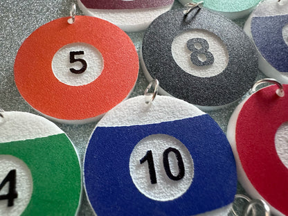 Billiard Ball Earrings: Laser Cut Acrylic Pool Balls, Pool Rack, Sports, Game Night, Eight Ball, Best Gifts for Her/Him/Them