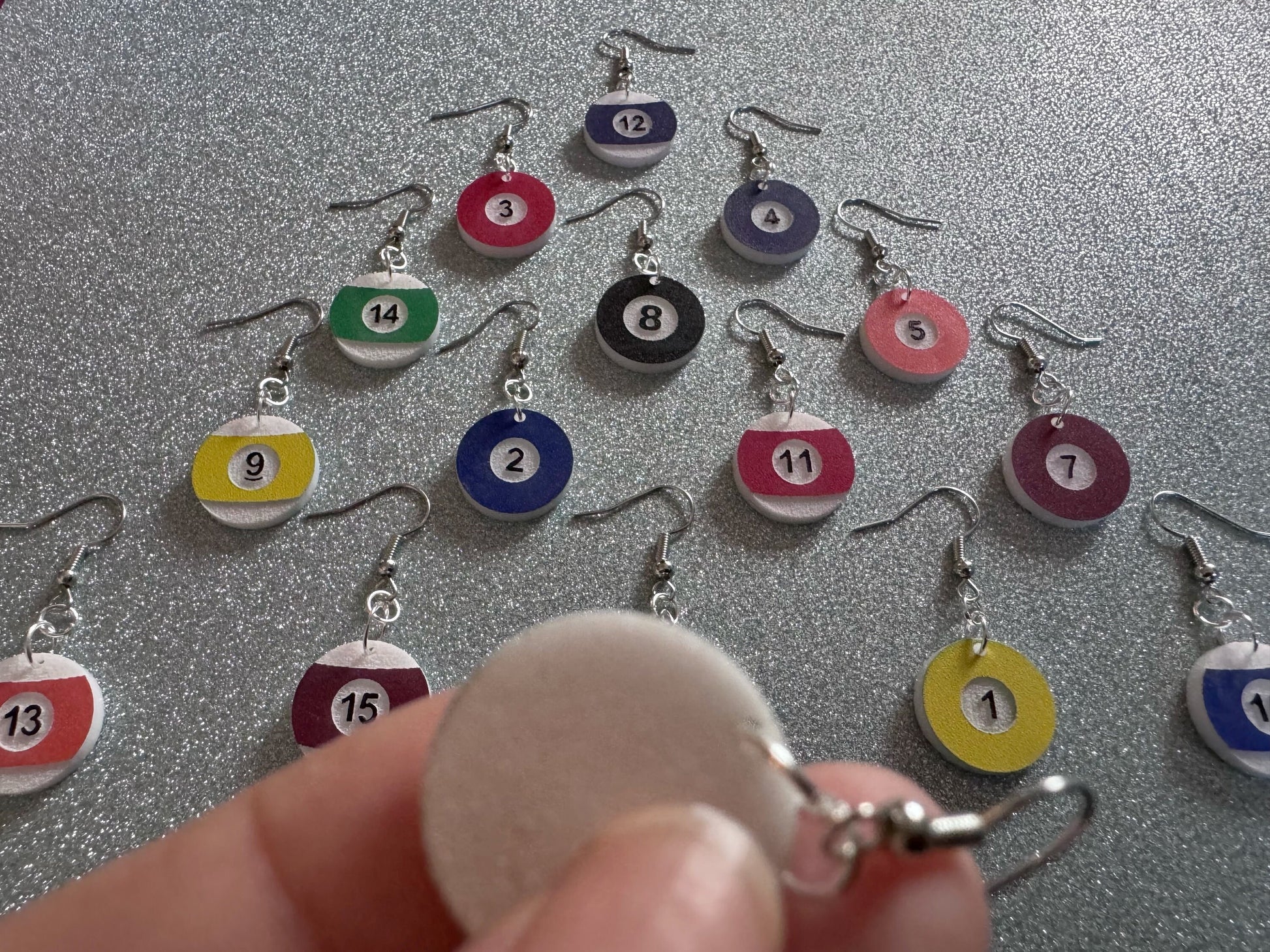 Billiard Ball Earrings: Laser Cut Acrylic Pool Balls, Pool Rack, Sports, Game Night, Eight Ball, Best Gifts for Her/Him/Them